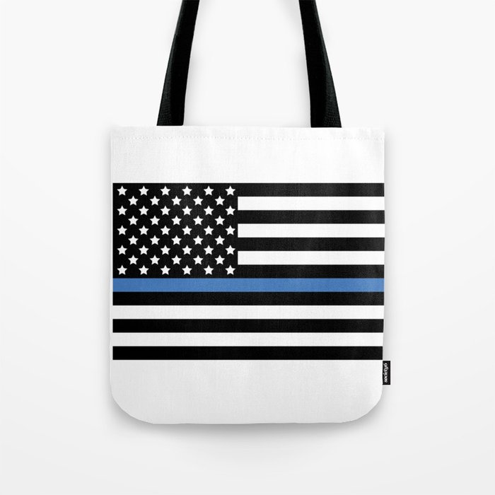 Blue Thin Flag Police Law Enforcement Flag Tote Bag