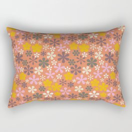 orange peach pink floral aesthetic eclectic daisy print ditsy florets Rectangular Pillow