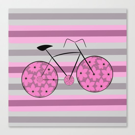 Floral ride in stripes Canvas Print