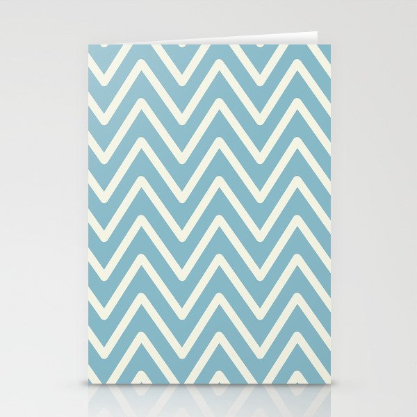 Chevron Wave Blue Petit Four and Glass Green Stationery Cards