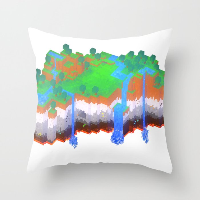 Minecraft landscape Throw Pillow