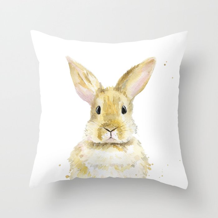 Rabbit Watercolor Illustration Throw Pillow By Asolo Society6