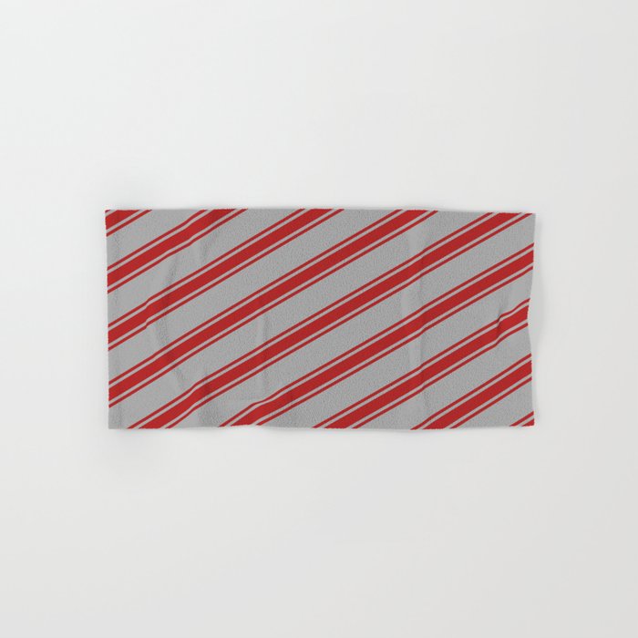 Dark Gray & Red Colored Lined/Striped Pattern Hand & Bath Towel