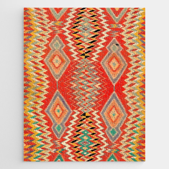 Vintage Navajo Eyedazzler in Multicolor Red Jigsaw Puzzle