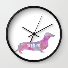 Dachshund, Watercolor Animal Pet Dog Painting, Quirky Cute Illustration Fun Wall Clock