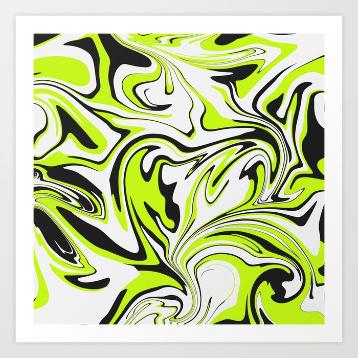 Green, white and black swirl print Art Print