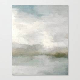 Break in the Weather II - Modern Abstract Painting, Light Teal, Sage Green Gray Cloudy Weather Ocean Canvas Print