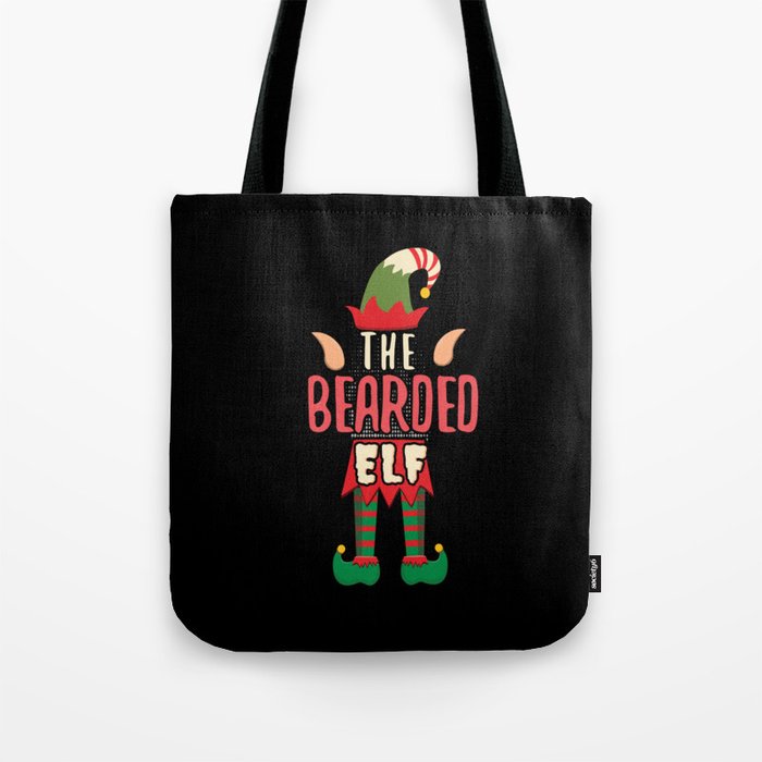 Funny Bearded Elf Santa Winter Holiday Christmas Tote Bag