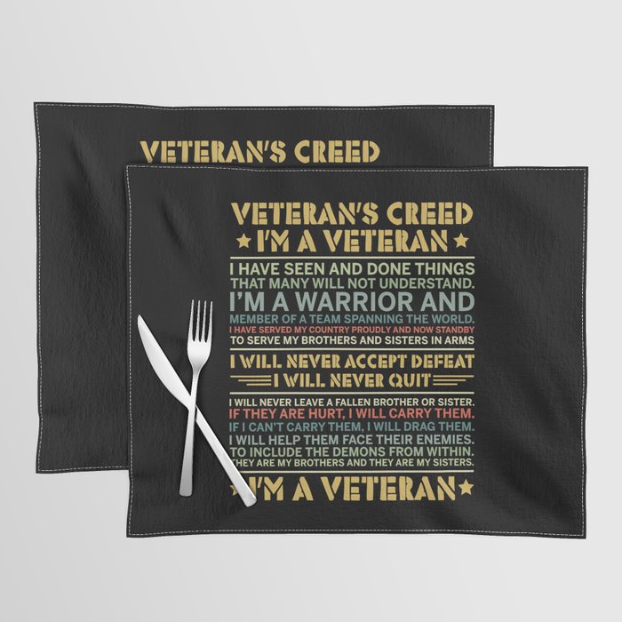 Veteran’s Creed I’m A Veteran Placemat