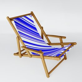 [ Thumbnail: Medium Slate Blue, Mint Cream, and Blue Colored Lines Pattern Sling Chair ]