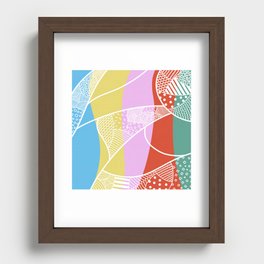 Geometric various pattern in gradient (various light color) color blocks background Recessed Framed Print