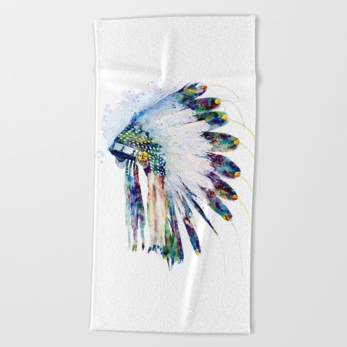 Colorful Indian Headdress Beach Towel