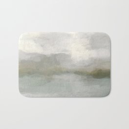 Break in the Weather II - Modern Abstract Painting, Light Teal, Sage Green Gray Cloudy Weather Ocean Bath Mat | Calm, Sunclouds, Green, Weather, Blue, Storm, Openwater, Abstract, Serene, Cloudy 
