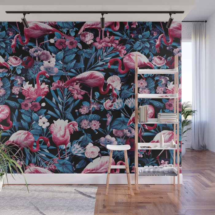 Floral and Flamingo VIII Wall Mural