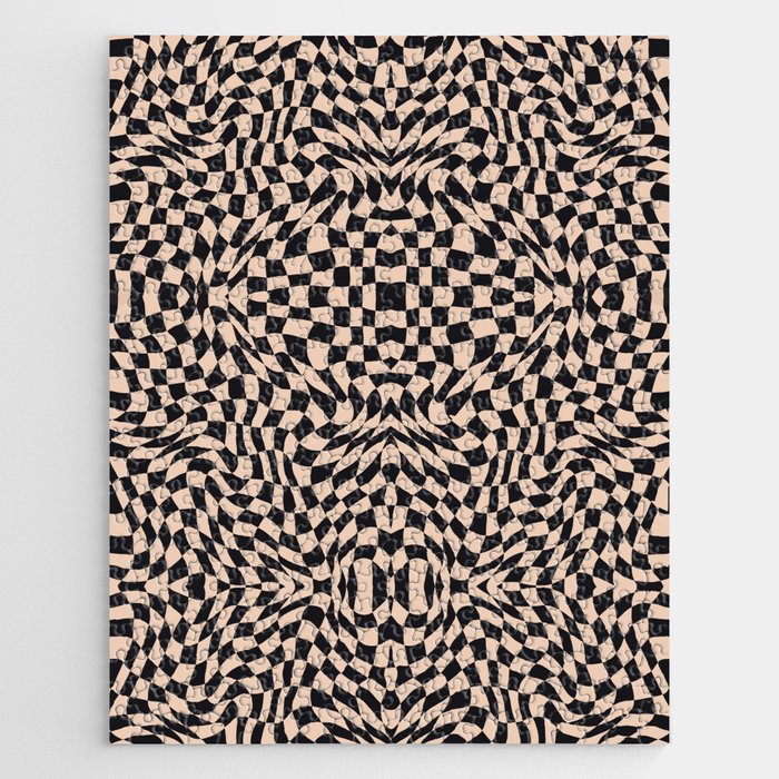 Burnt beige checker symmetrical pattern Jigsaw Puzzle