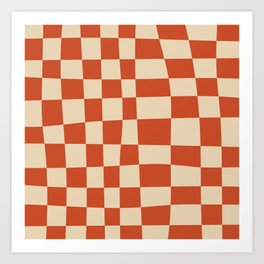 Abstract Checkerboard terracotta Art Print