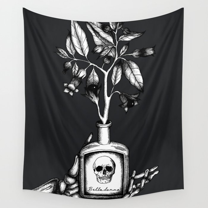 Skeleton and Belladonna Wall Tapestry