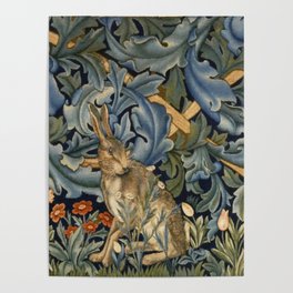 William Morris Forest Rabbit Floral Art Nouveau  Poster