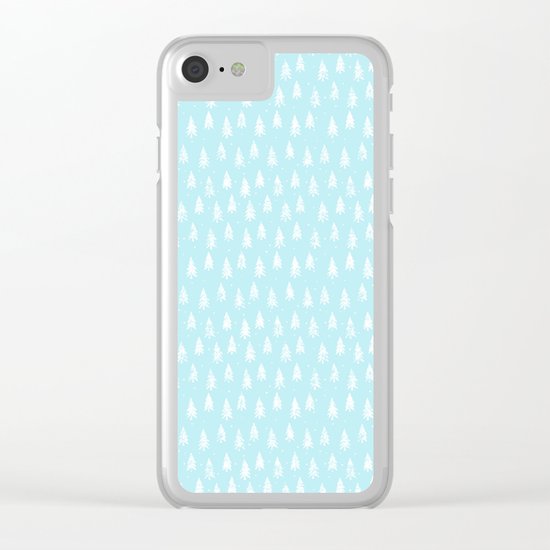 Merry christmas- abstract winter pattern with white trees and snow Clear iPhone Case