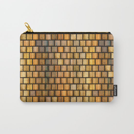 Wooden Distressed Block Tile Pattern Carry-All Pouch