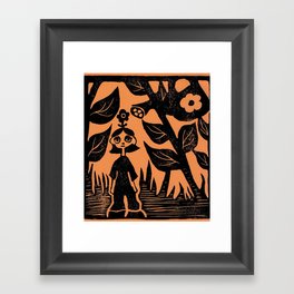 Wildflower Relief Print Orange Framed Art Print