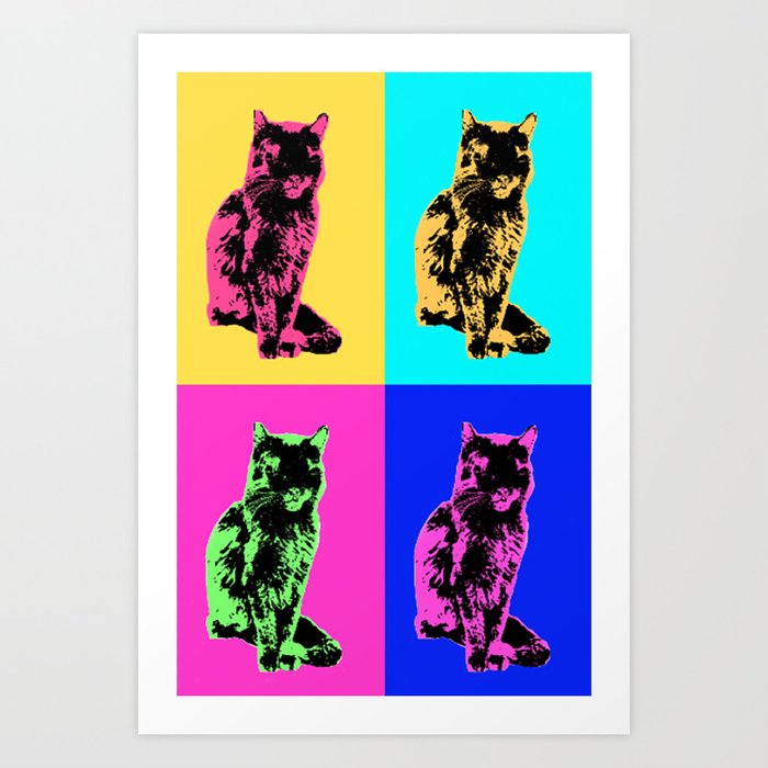cat pop art print by rachaelesmith society6