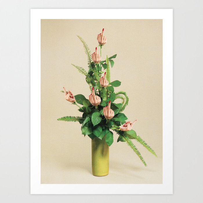 F U Bouquet - Rude Plant / Middle finger Art Print