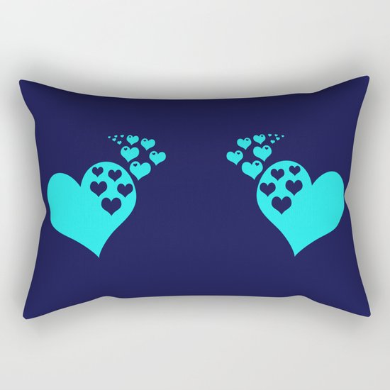 Love Navy Turquoise Rectangular Pillow