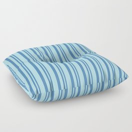 [ Thumbnail: Blue and Powder Blue Colored Striped Pattern Floor Pillow ]