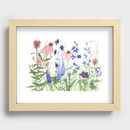 Botanical Watercolor Phlox Speedwell Recessed Framed Print
