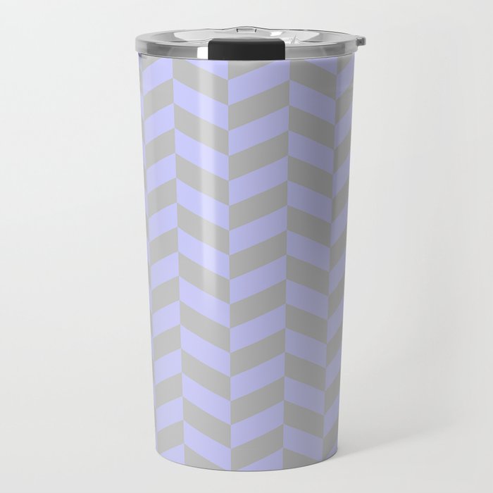 Periwinkle Blue And Grey Herringbone Pattern Travel Mug