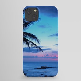 Tropical Island Beach Ocean Pink Blue Sunset Photo iPhone Case