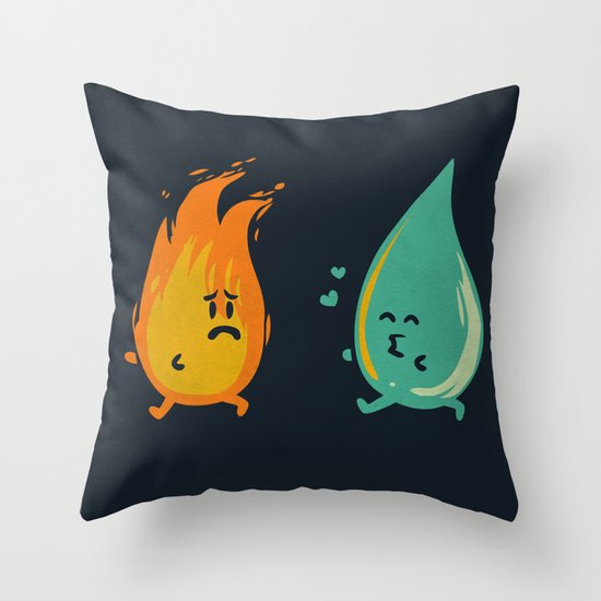 Impossible Love (fire and water kiss) Throw Pillow
