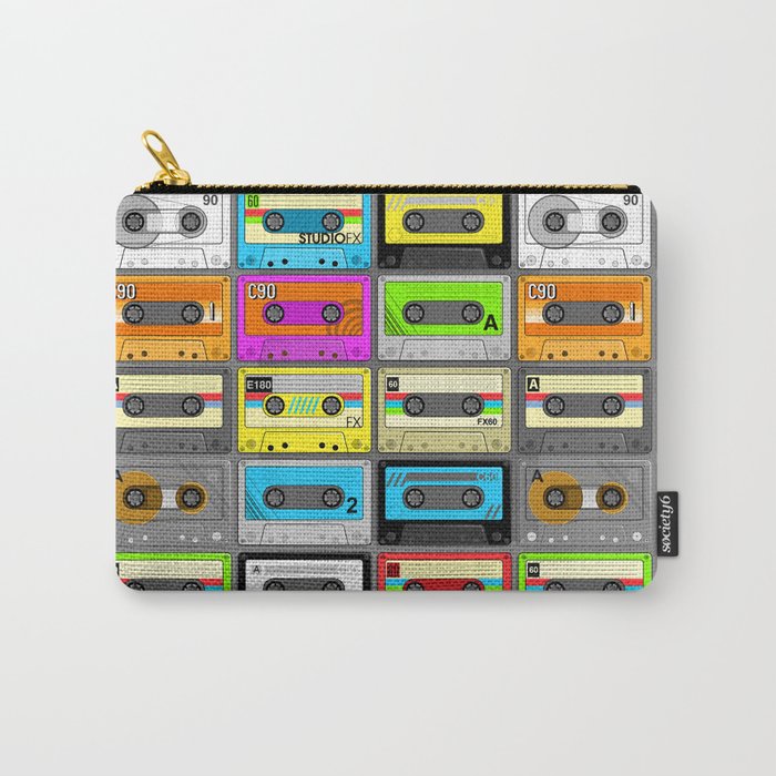 Retro 80s Cassette Tape Pattern Carry-All Pouch