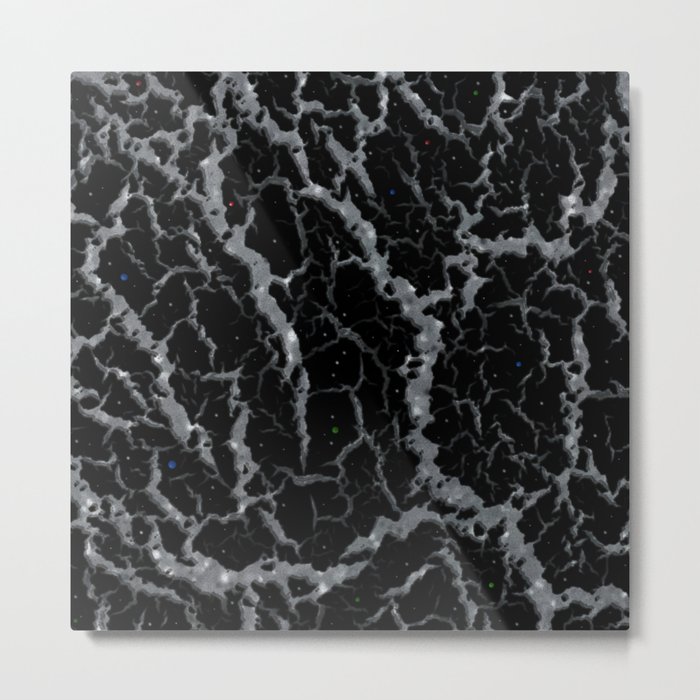 Cracked Space Lava - Glitter Silver Metal Print