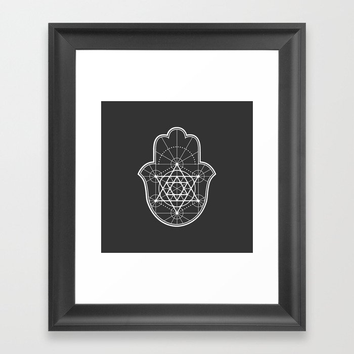 Sacred Geometry Hamsa Framed Art Print
