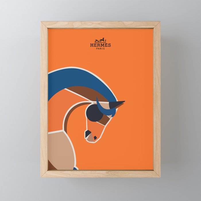 Orange Horse Print, Equestrian Art Framed Mini Art Print