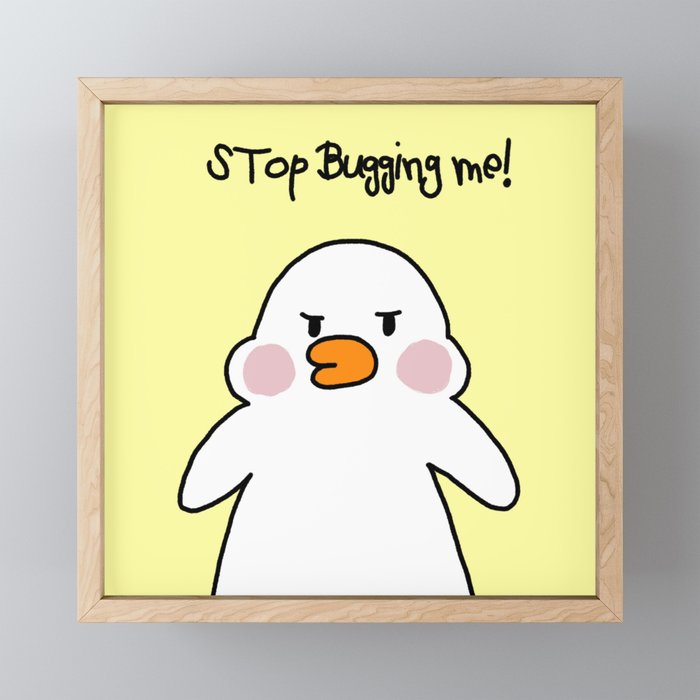 Cute grumpy duck Framed Mini Art Print