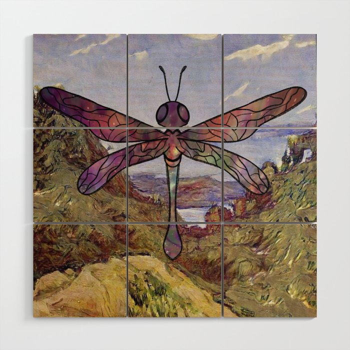 Celestial Dragonfly Wood Wall Art