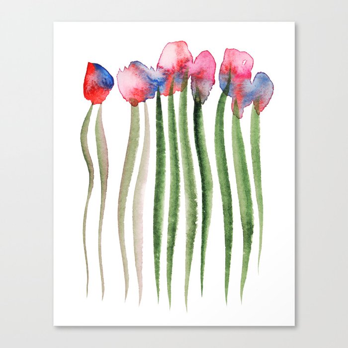 Bright watercolor flowers Canvas Print