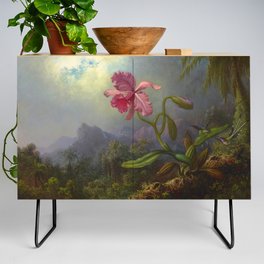 Two Hummingbirds with an Orchid, 1875 by Martin Johnson Heade Credenza