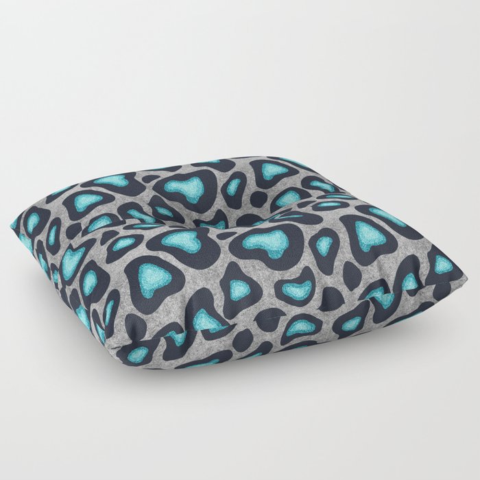 Snow Leopard Pattern Teal Floor Pillow