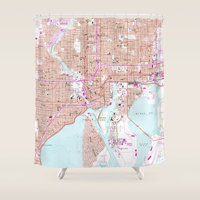 Vintage Map Of Tampa Florida 1956 Shower Curtain By Bravuramedia