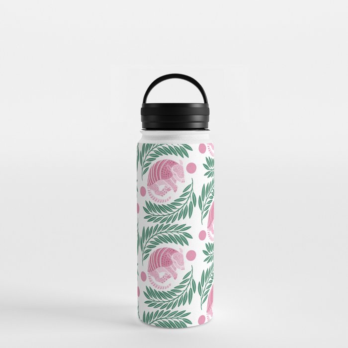 Sleepy Armadillo – Pink and Green Pattern Water Bottle