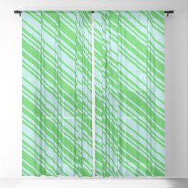 [ Thumbnail: Turquoise & Lime Green Colored Pattern of Stripes Sheer Curtain ]