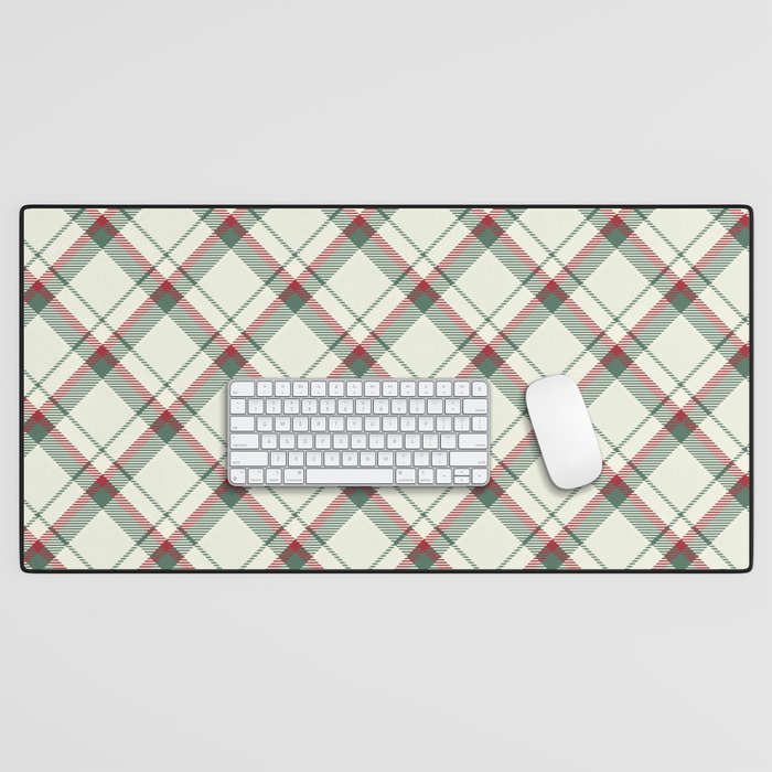 Christmas Vintage Green Plaid Tartan Desk Mat