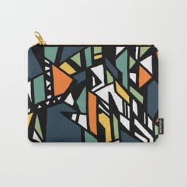 Abstract Geometric Shapes in black line and green, orange, yellow color Carry-All Pouch