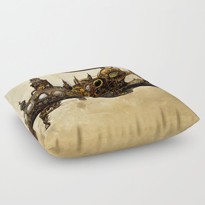 Steampunk Flying Fortress Floor Pillow