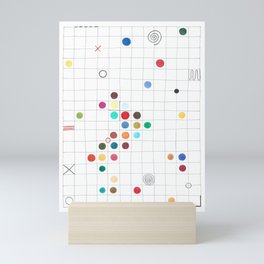 Confetti. Abstract geometric colorful grid colored pencil whimsical original drawing of colorful polka dots. Mini Art Print
