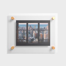 window view of Chicago city buildings Floating Acrylic Print